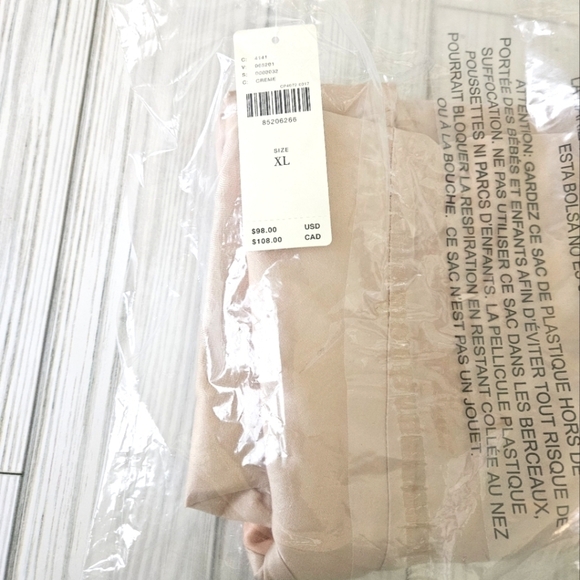 Anthropologie Colorblock Darted Satin Bow Back Slip Dress in Cream and Peach NWT - Picture 8 of 10